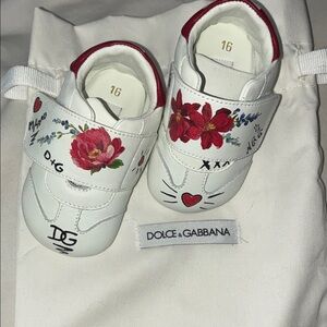 Dolce & Gabbana Baby White Floral Shoes